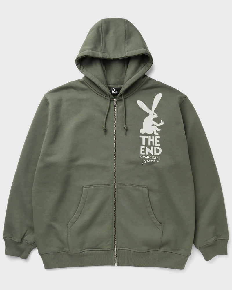 By Parra End the Bunny Zip Hooded Sweatshirt Green