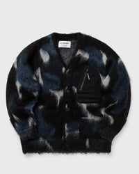 And Wander Mix Color Shaggy Knit Cardigan Black