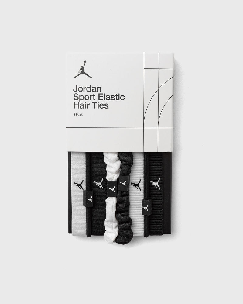 Jordan Elastic Sport Mixed Width Hair Ties 8 Pk White