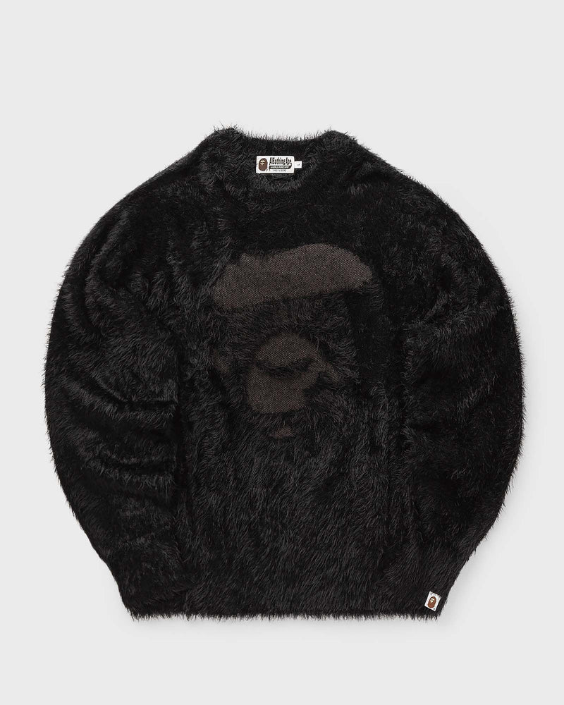 A Bathing Ape Ape Face Shaggy Sweater Black