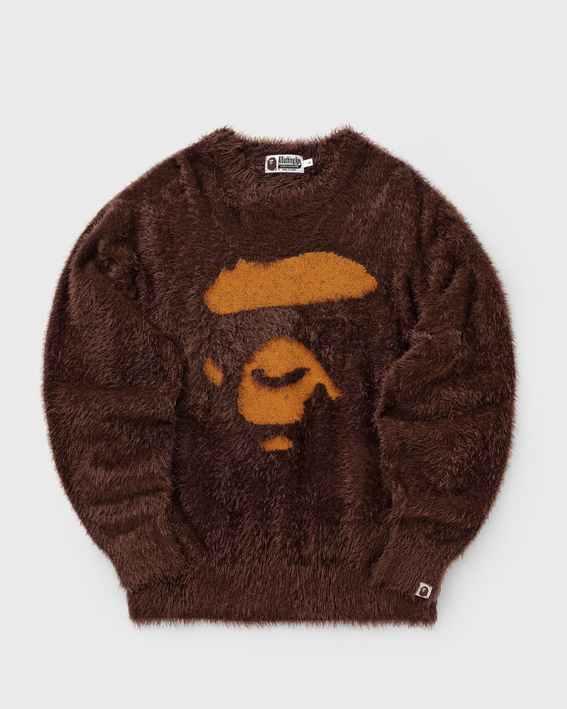 A Bathing Ape Ape Face Shaggy Sweater Brown