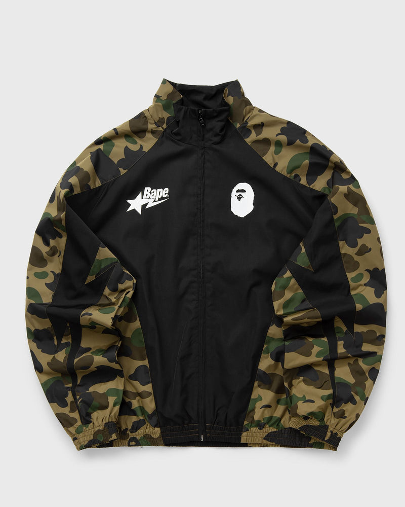 A Bathing Ape 1ST Camo Stand Collar Track Jacket Black|green