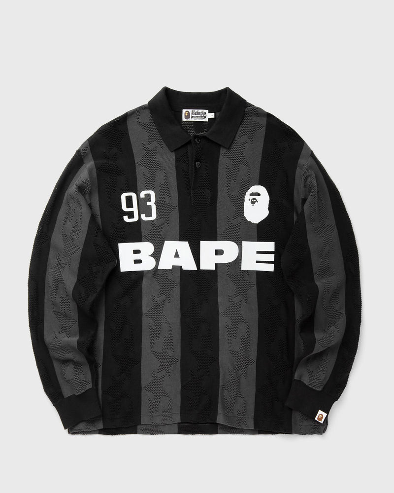 A Bathing Ape Sta Stripe Pattern Jacquardulti Logo Relaxed Fit Ls Tee Black