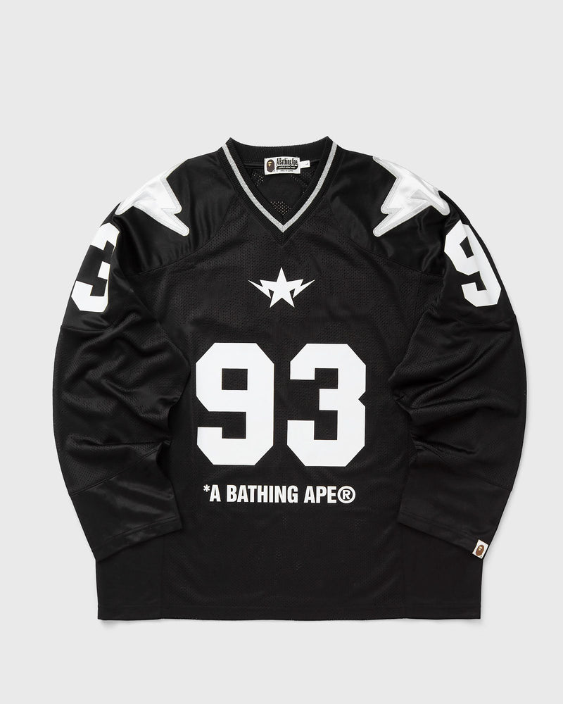 A Bathing Ape Line Camoulti Logo Cropped Fit Football Jersey Black