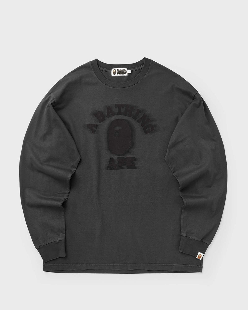 A Bathing Ape Garment Dye College Relaxed Fit Ls Tee Grey
