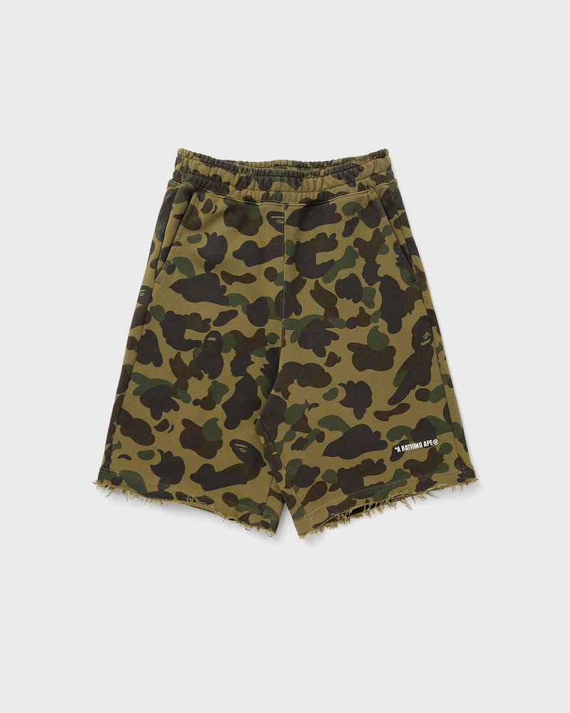 A Bathing Ape 1ST Camo Heavy Washed Relaxed Fit Sweat Shorts Green
