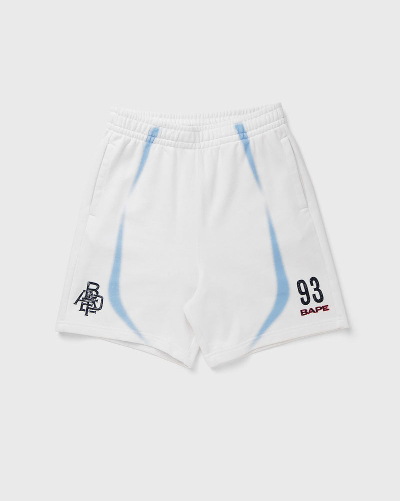 A Bathing Ape Heavy Wash Hand Draw Football Logo Relaxed Fit Sweat Shorts White