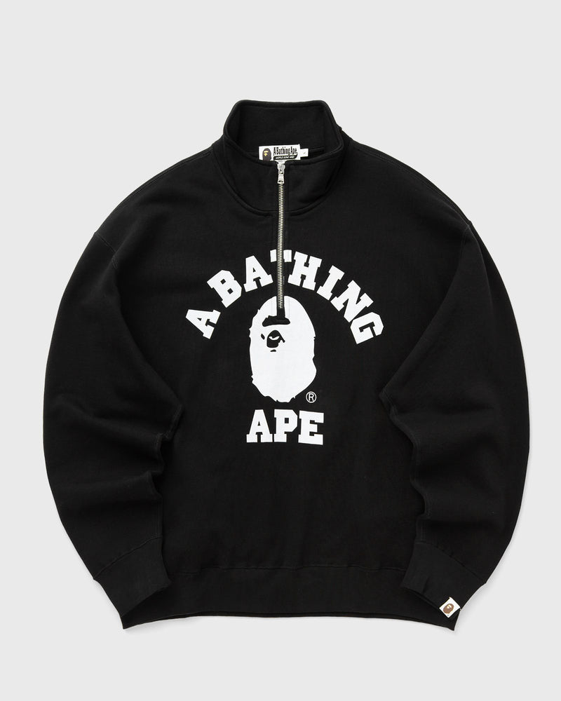 A Bathing Ape College Half Zip Relaxed Fit Crewneck Sweatshirt Black