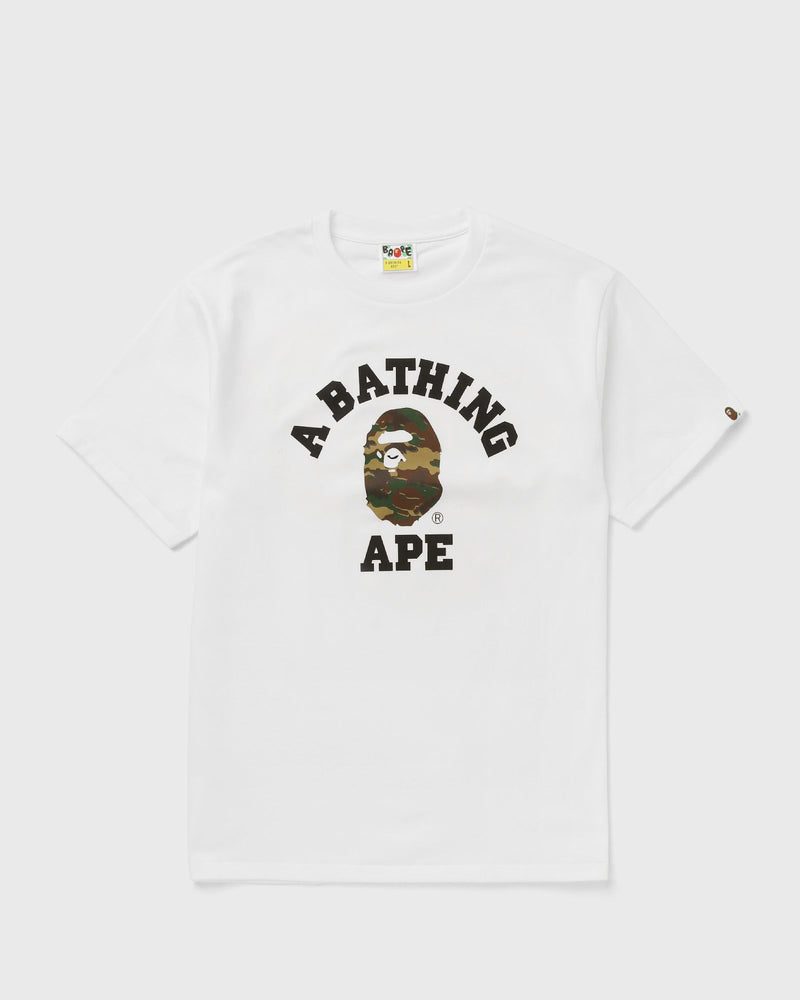 A Bathing Ape Glitch Woodland Camo College Tee White