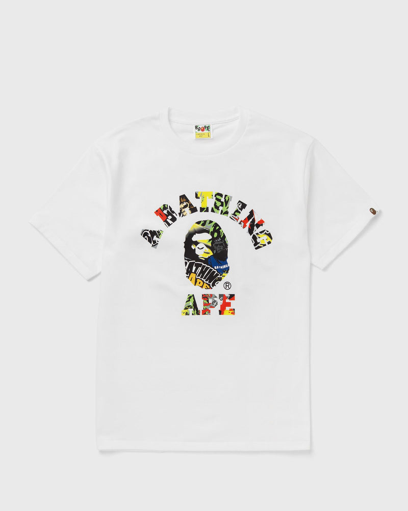 A Bathing Ape Multi Logo College Relaxed Fit Tee White