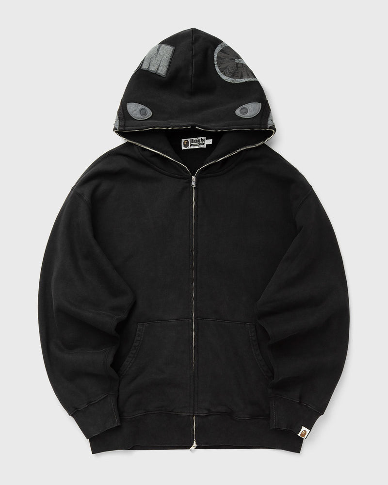 A Bathing Ape Garment Dye Shark Relaxed Fit Full Zip Hoodie Black