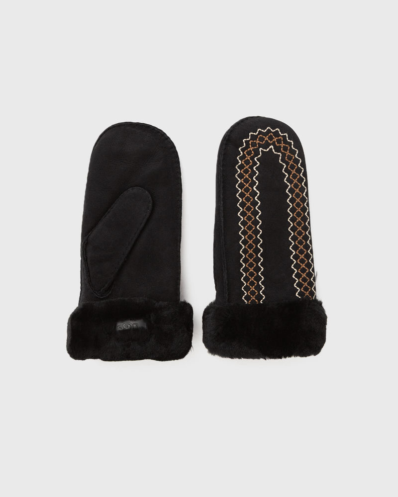 Ugg Womens Atherson Embroidered Mitten Black