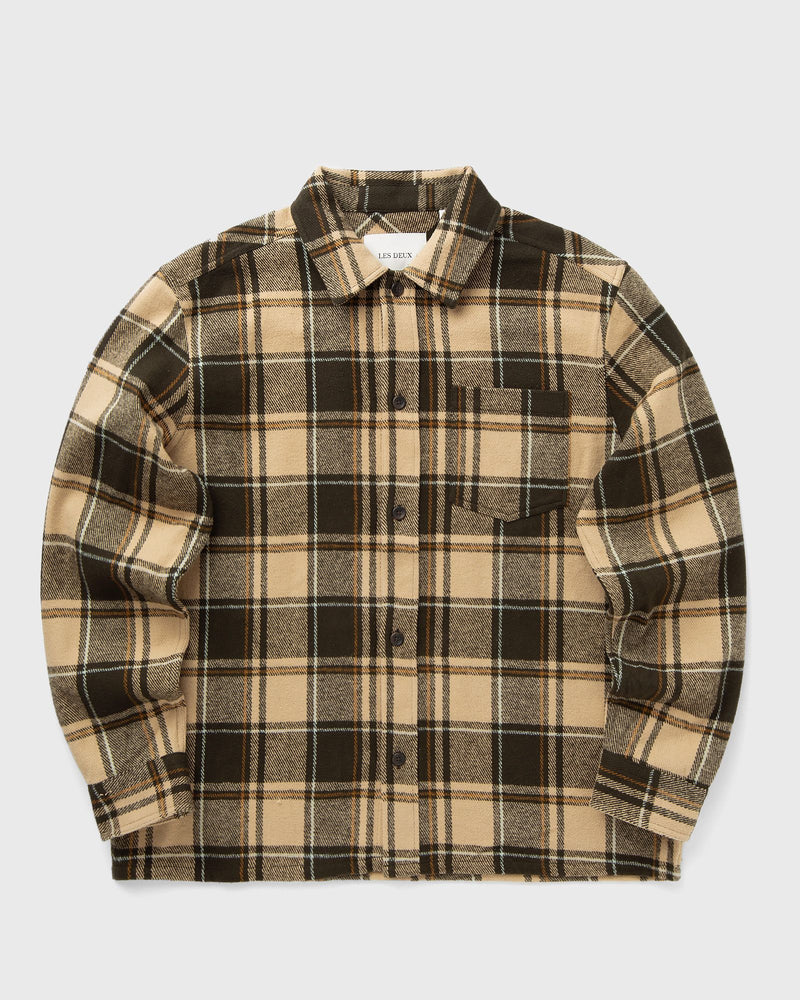 Les Deux Loan Check Twill Overshirt Beige