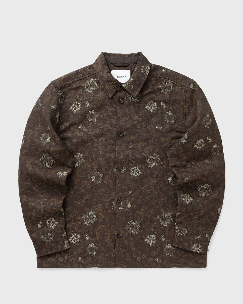 Les Deux Kaleb Flower Jacquard Overshirt Brown