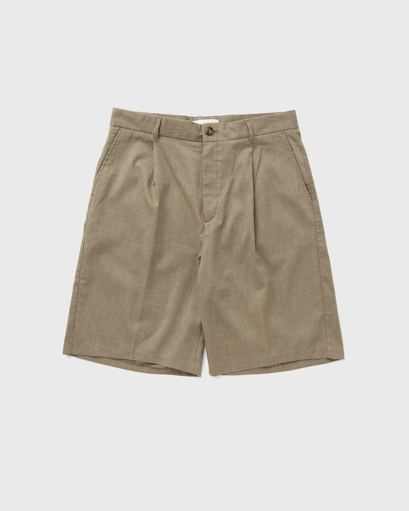 Les Deux Reece Pleated Slub Shorts Green