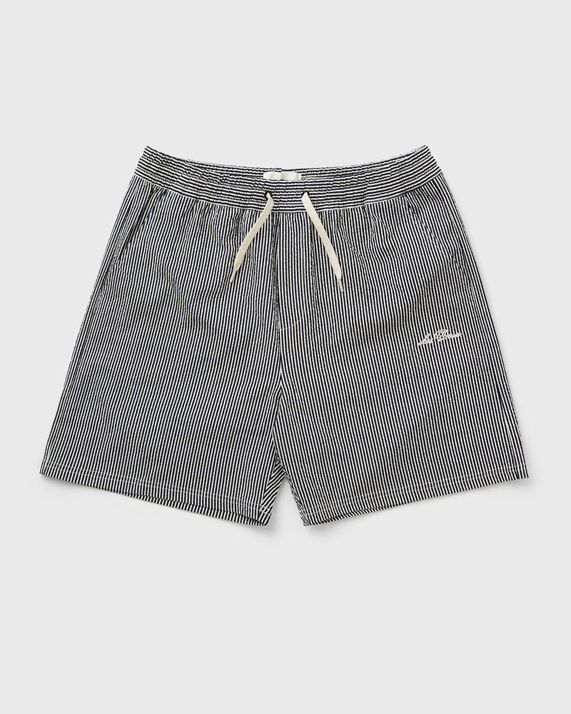Les Deux Stan Stripe Seersucker Swim Shorts Black