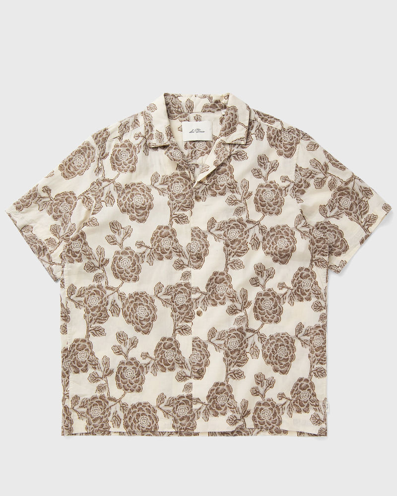 Les Deux Lesley Flower Jacquard Ss Shirt Beige