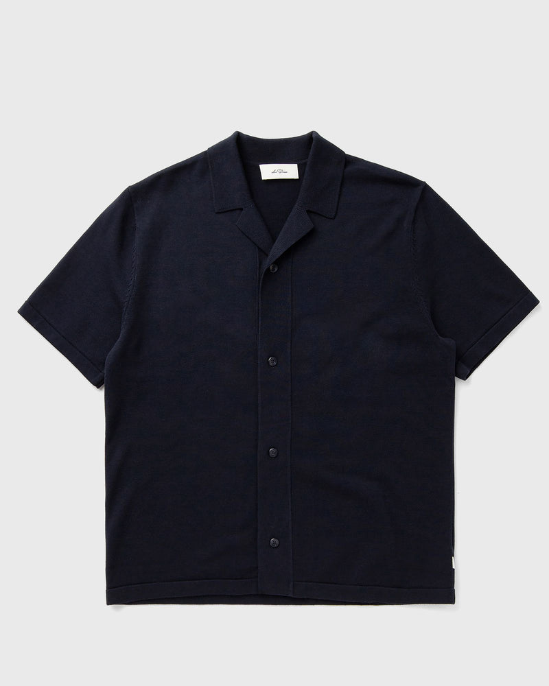Les Deux Emmett Arabesque Knitted Ss Shirt Blue
