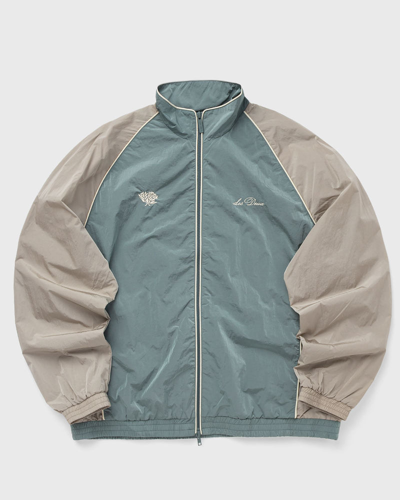 Les Deux Shiny Crisp Track Jacket Green|beige