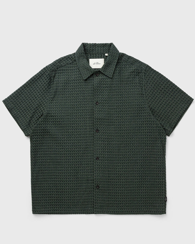 Les Deux Check Seersucker Ss Shirt Green