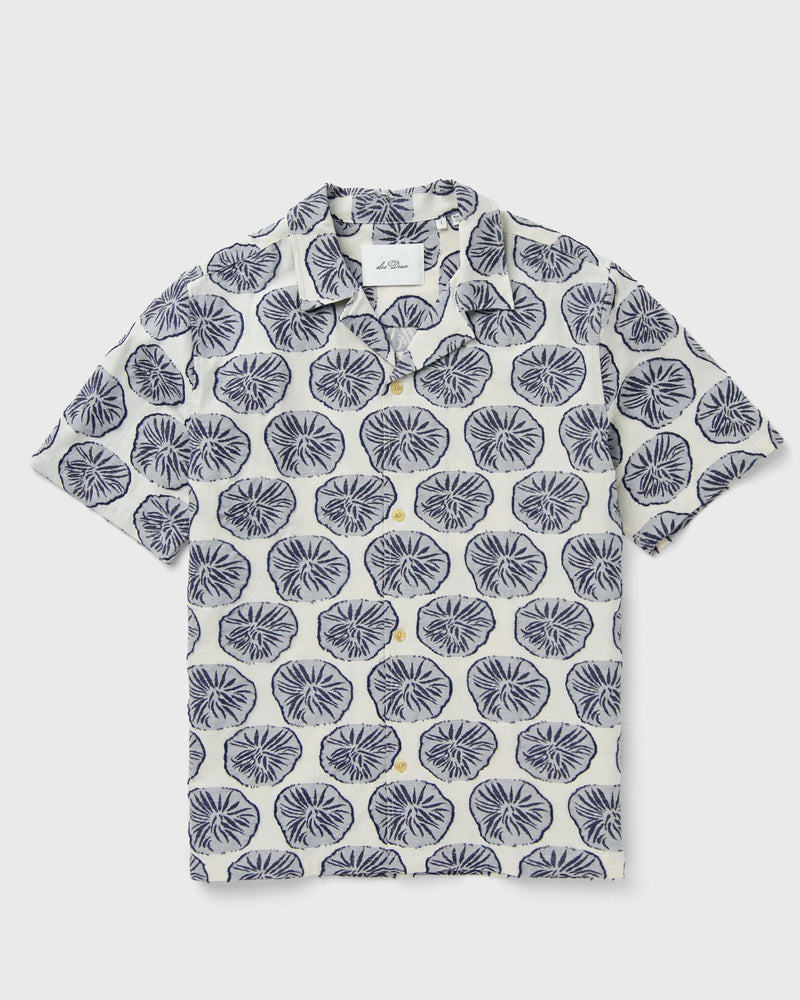 Les Deux Dahlia Jacquard Ss Shirt Blue|white