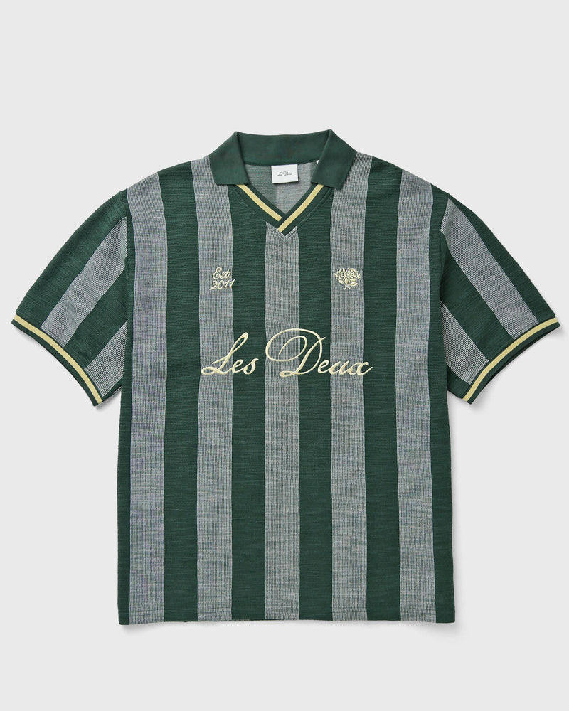 Les Deux Stripe Jacquard Football Jersey Green