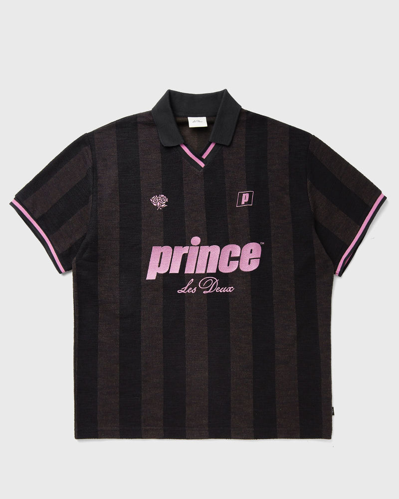 Les Deux X Prince Stripe Jacquard Polo Grey