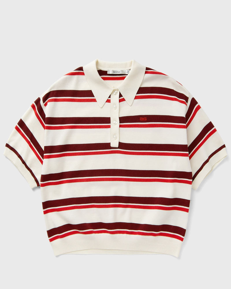 Gestuz Gztaia Ss Polo Pullover Red|beige