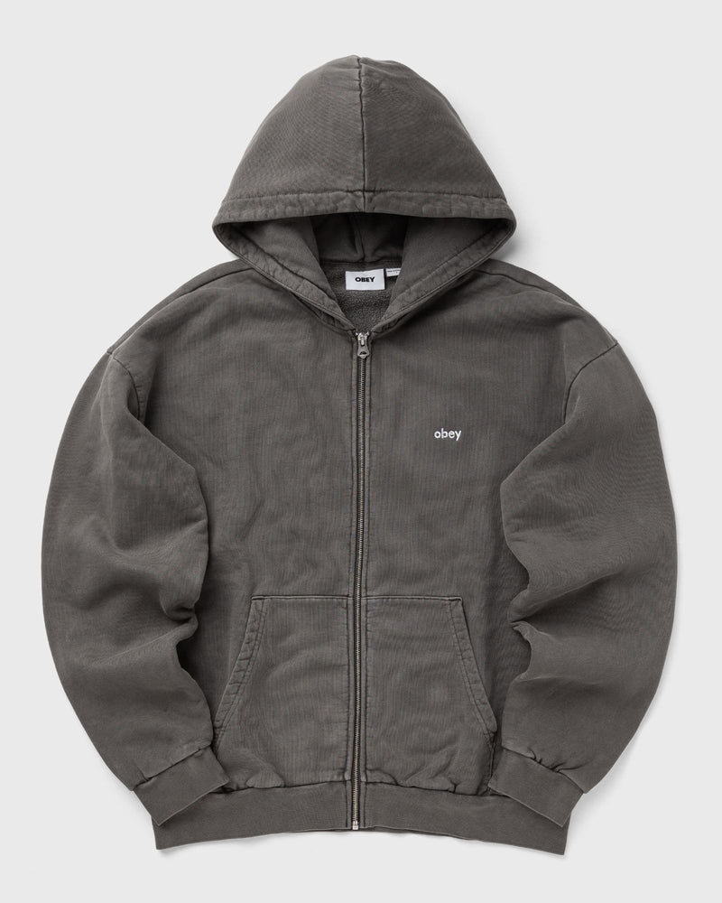 Obey Lowercase Pigment Zip Hoodie Grey