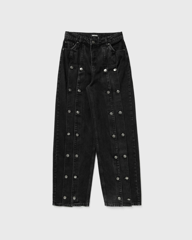 Rotate Birger Christensen Button Detail Wide Jeans Black