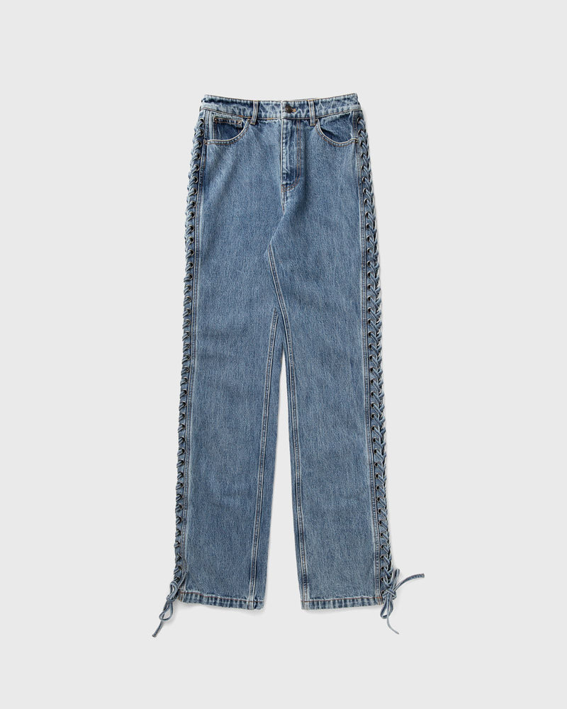 Rotate Birger Christensen Laced Straight Leg Jeans Blue