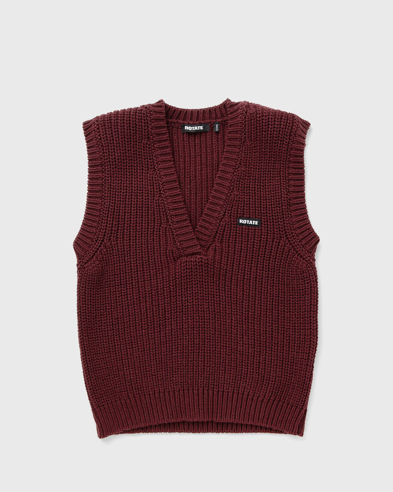 Rotate Birger Christensen Knit V-Neck Vest Red