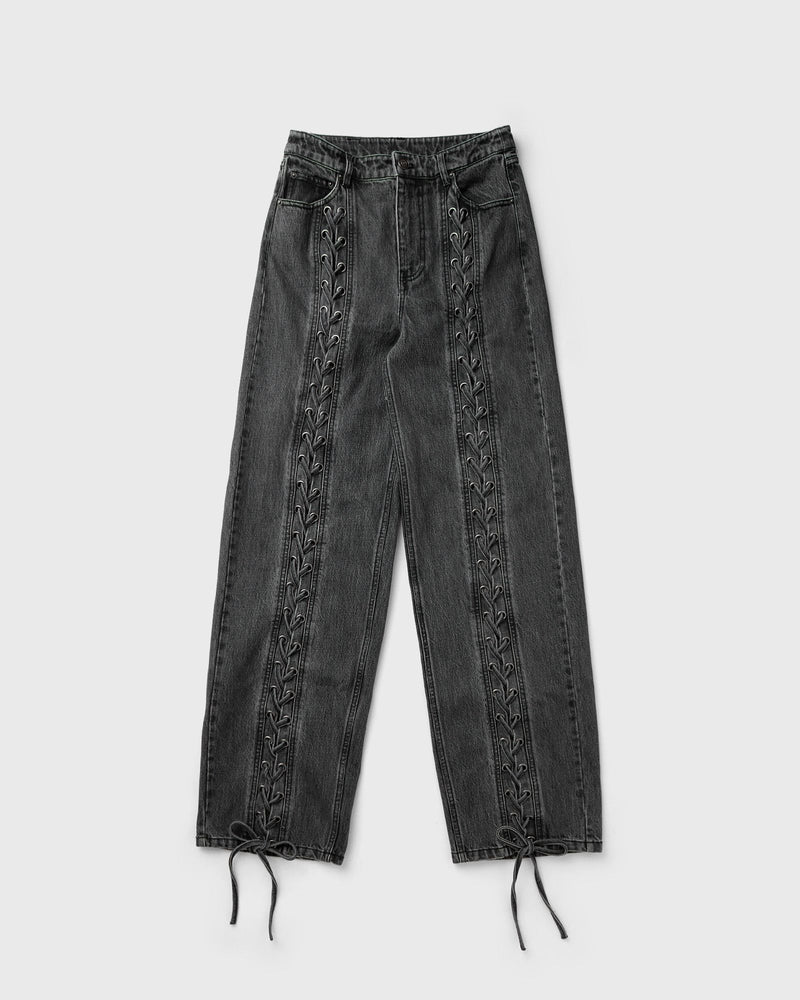 Rotate Birger Christensen Denim Laced Leg Pants Black