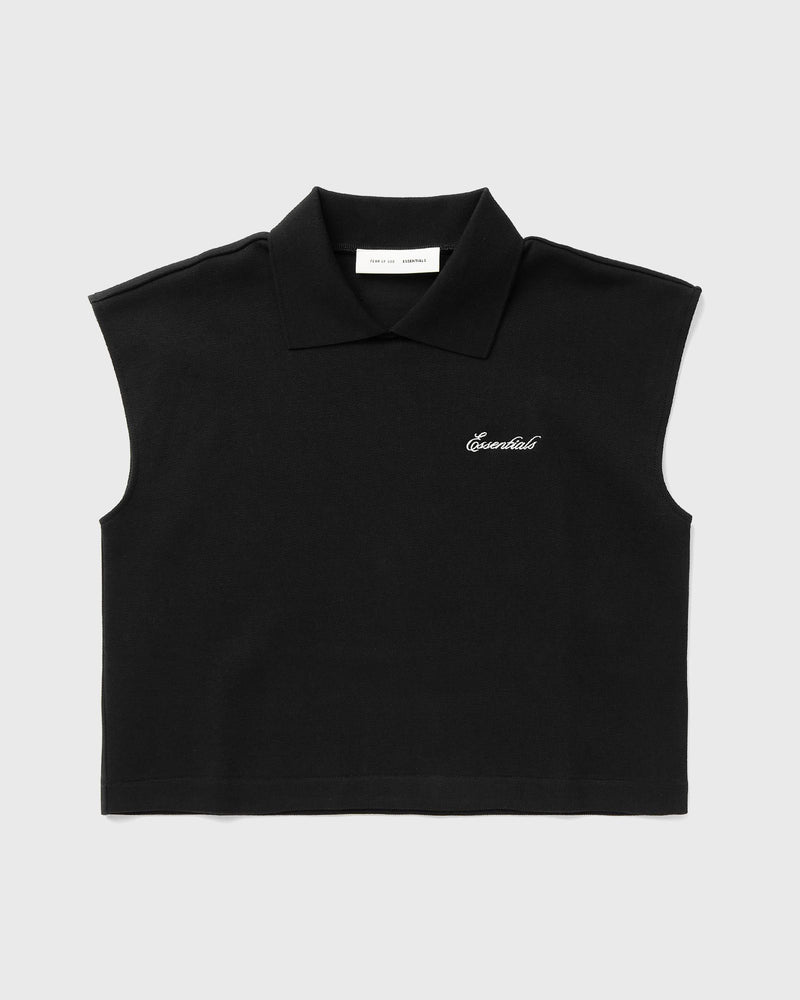 Fear of God Essentials Womens Cropped Pique Polo Black