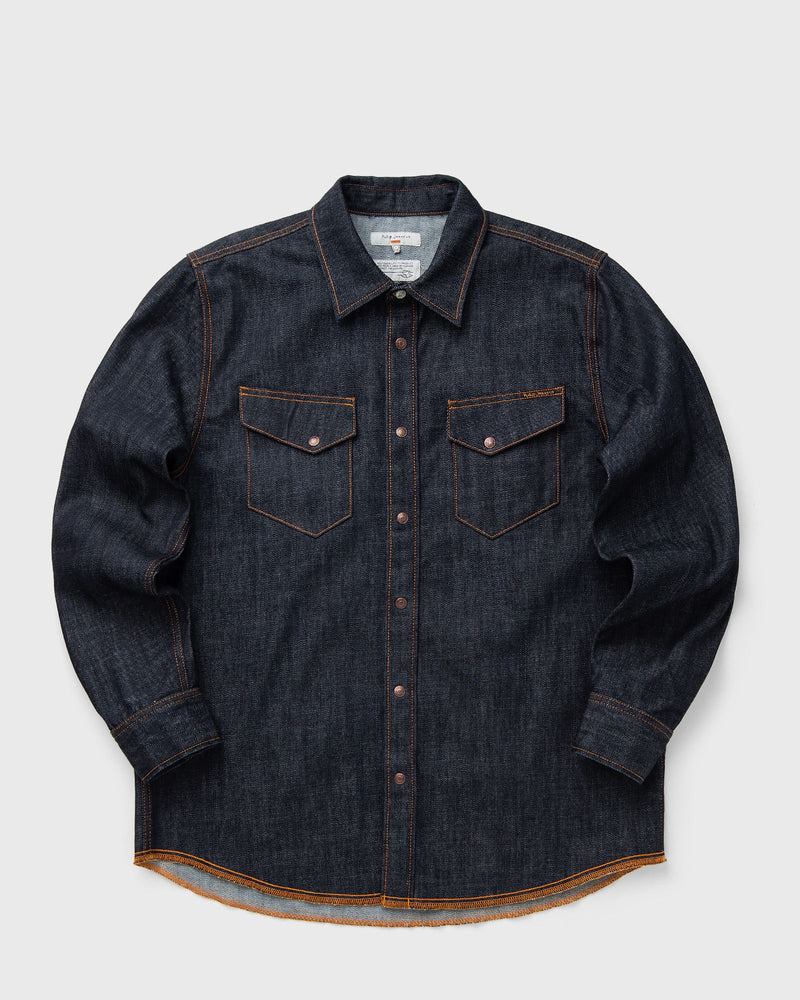 Nudie Jeans Gunnar Denim Shirt Dry Streaky Blue