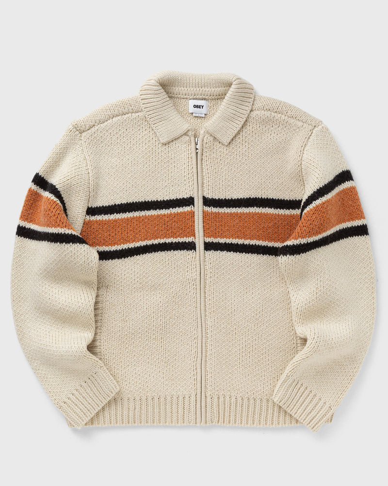Obey Bernard Zip Up Sweater Beige