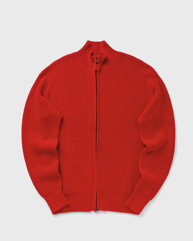 The New Originals Fisherman Rib Zip Up Sweater Red