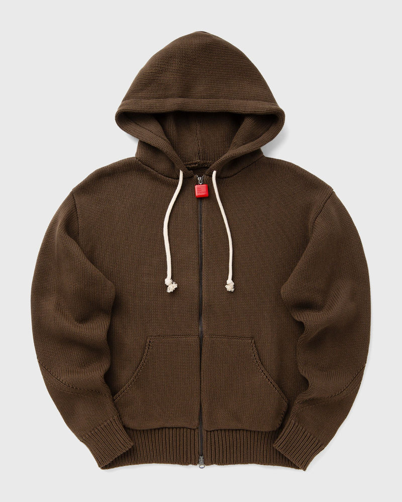 The New Originals Chunky Knit Zip Up Hoodie Brown
