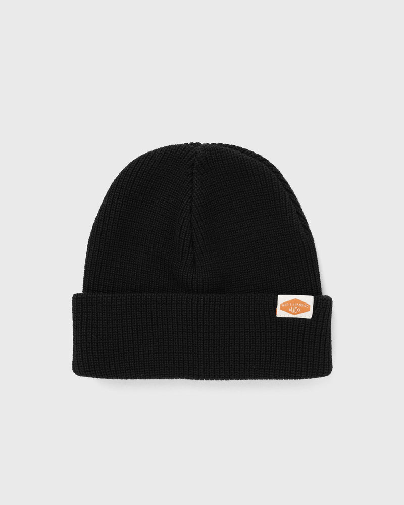 Nudie Jeans Cotton Beanie Ribbed Black