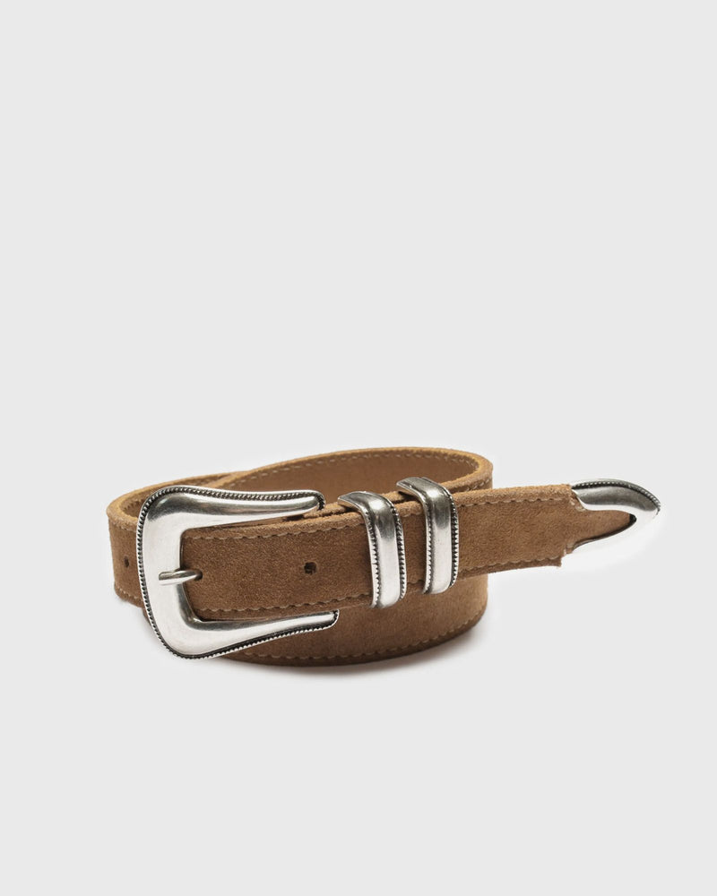 Nudie Jeans Western Suede Silver Belt Brown