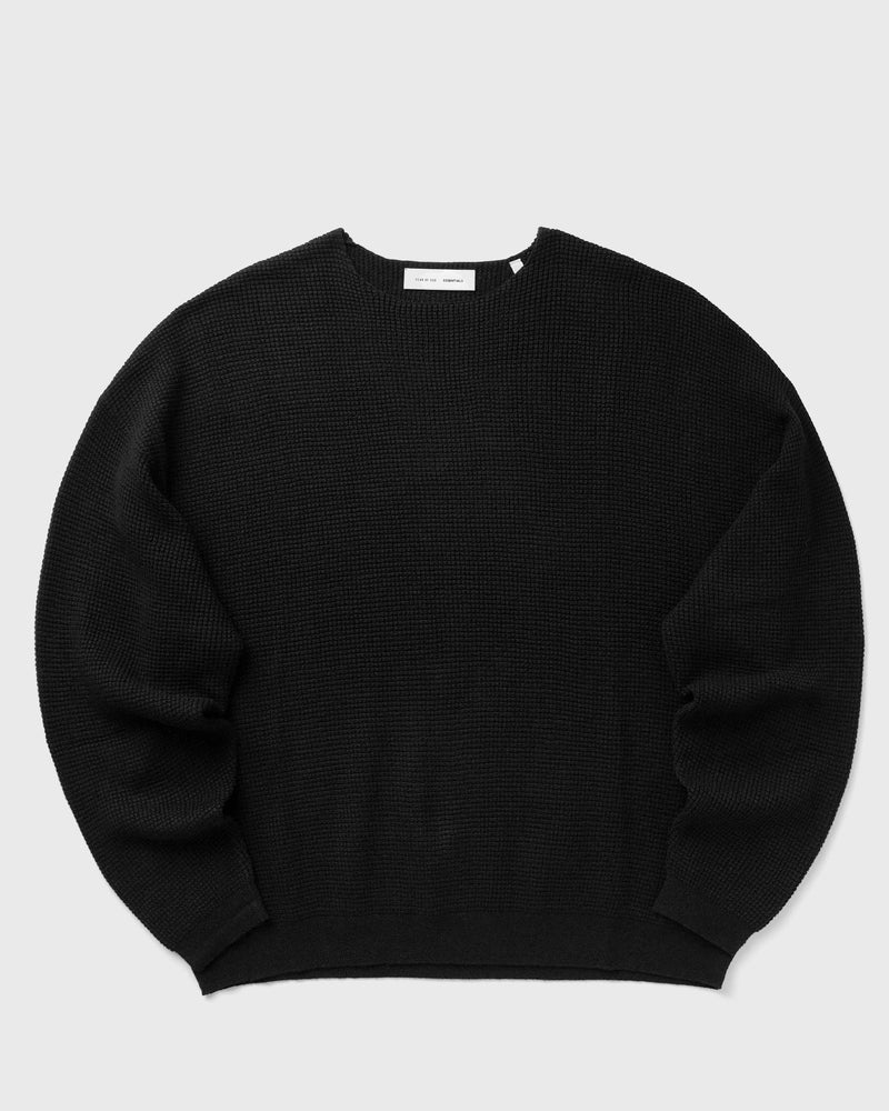 Fear of God Essentials Waffle Long Sleeve Crewneck Sweater Black