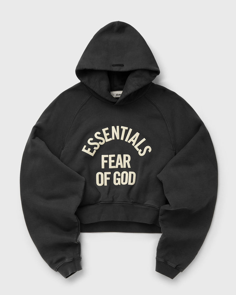 Fear of God Essentials Womens Campus 90S Cropped Raglan Hoodie Black