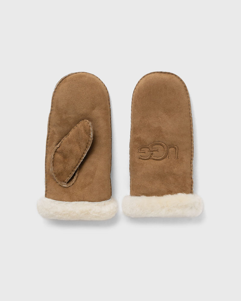 Ugg Womens Sheepskin Embroider Mitten Brown