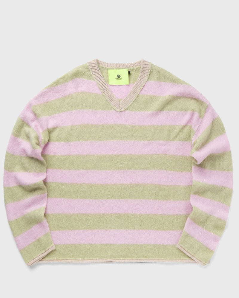 New Amsterdam Straight Fit V-Neck Light Green/Cradle Pink Stripes Fit Green|pink