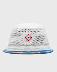 Casablanca Mesh Stripe Crochet Hat White