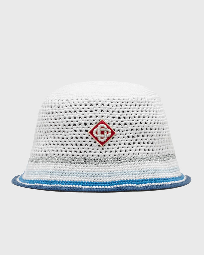 Casablanca Mesh Stripe Crochet Hat White