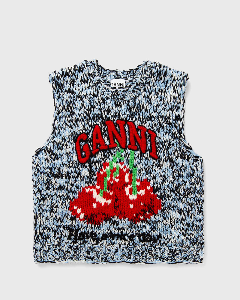 Ganni Heavy Wool Handknit Vest Blue