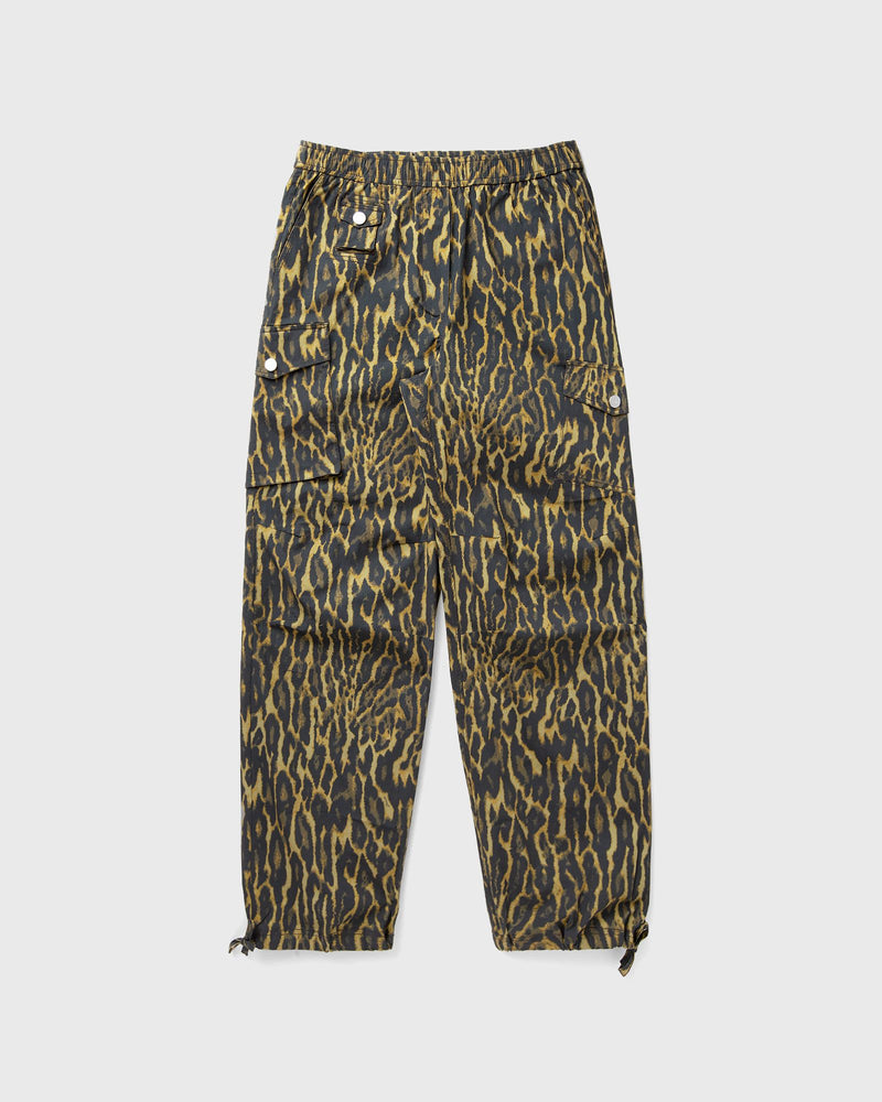 Ganni Printed Stretch Cotton Cargo Pants Black|beige