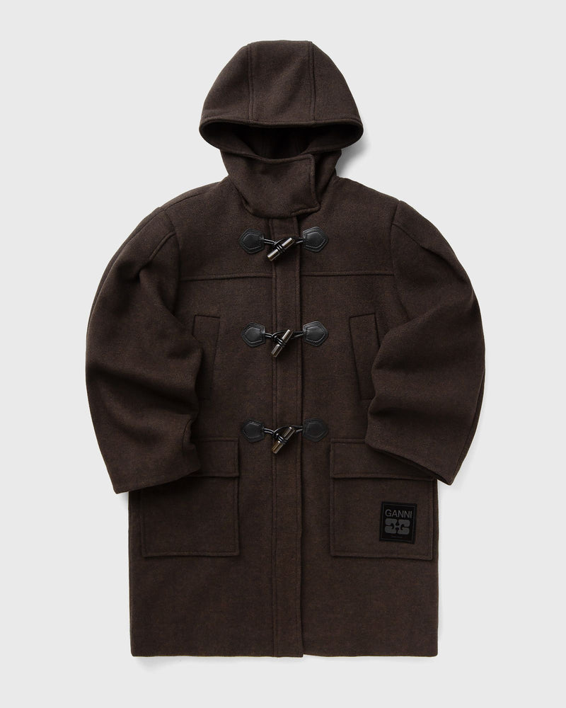 Ganni Peacoat Wool Duffle Coat Brown