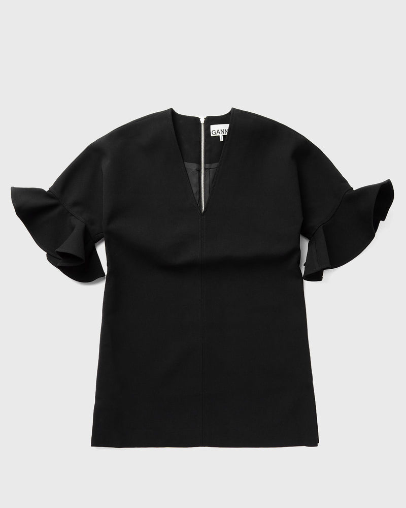 Ganni Bonded Crepe Boxy Mini Dress Black